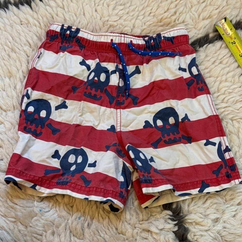 Red and White Striped Skull Bathing Suit